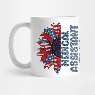 Medical Assistant Life American Flag Sunflower Independence Day Mug